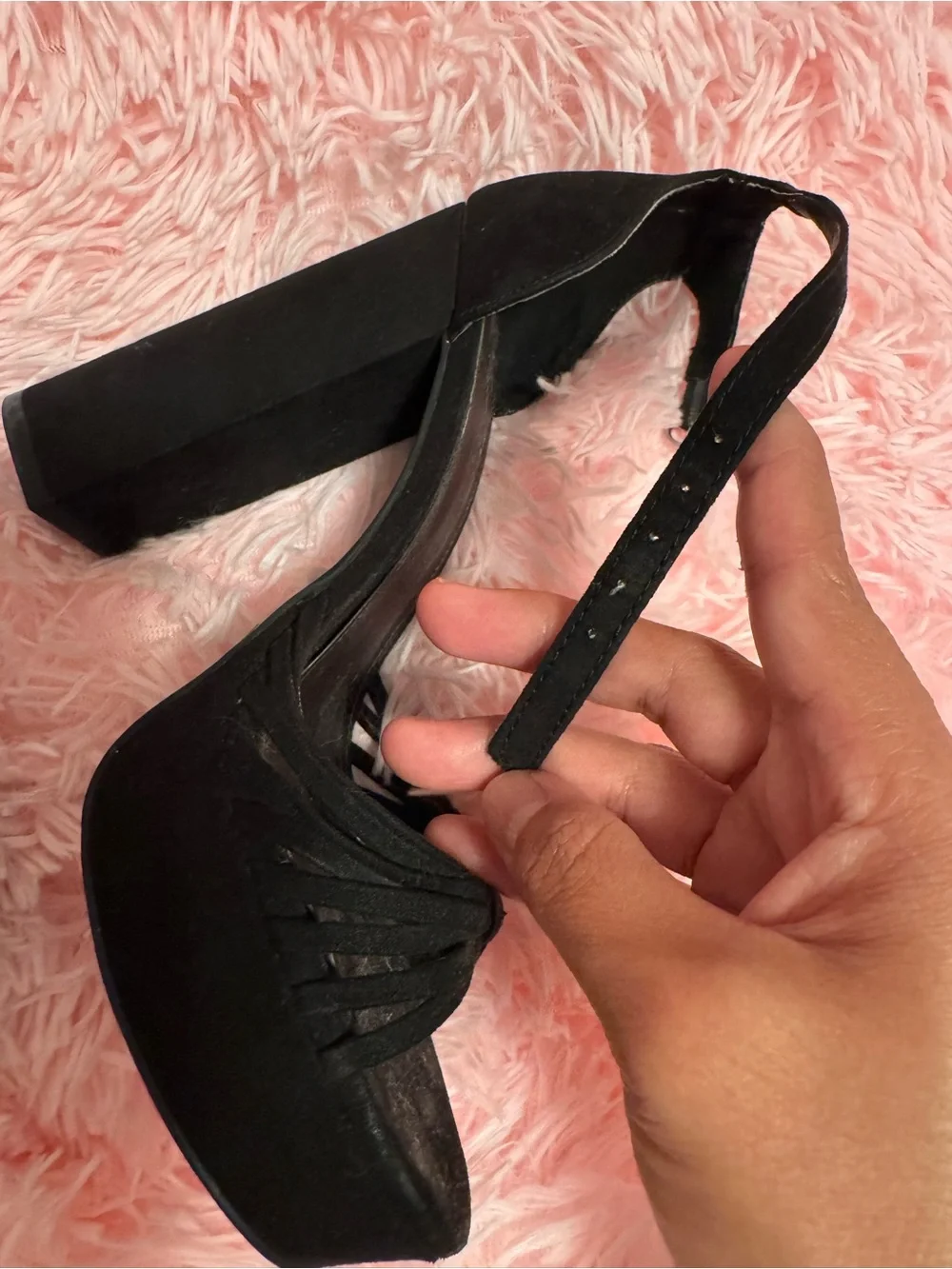 Forever 21 Black Strappy Ankle‑Tie Block Heels